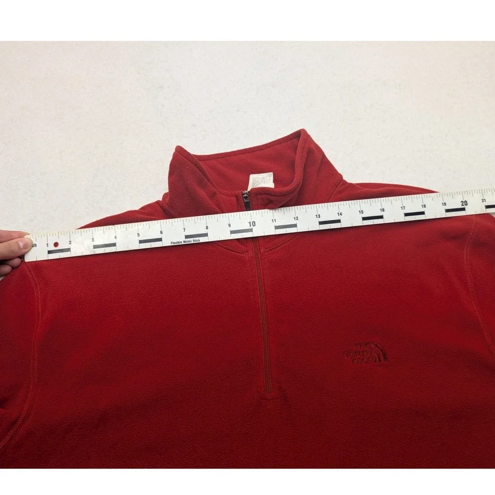The North Face Fleece Pullover Mens XL Red TKA 100 Quarter Zip Mock Neck Logo